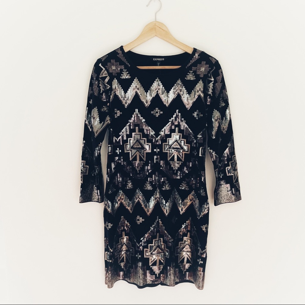 NWT Express Geometric Sequin Mini Dress